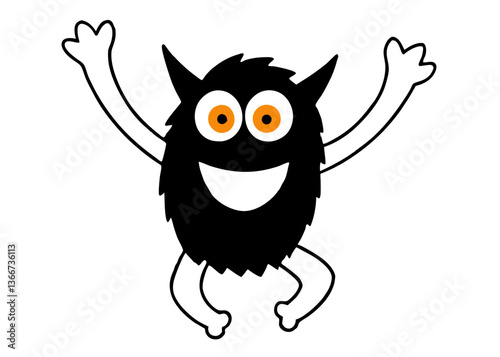 Funny Furry Blue Monster Cartoon Vector Illustration with White Background – Cute and Playful Design, Funny furry blue monster vector illustration, perfect for cartoons, clipart, and playful designs