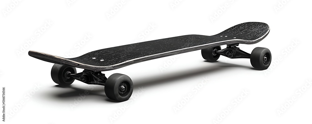 A skateboard symbolizing sports or leisure, black-filled on white A skateboard symbolizing sports or leisure, black-filled on white