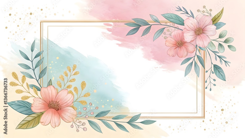 Obraz premium grunge floral background with frame