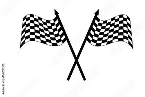 checkered flag. crossed checkered racing flags. black and white checkerboard pattern race flag symbol
