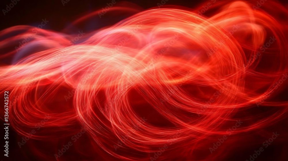 An abstract visual display of swirling and illuminated red light patterns An abstract visual display of swirling and illuminated red light patterns