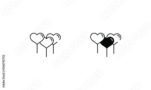 Heart Balloon icons set vector stock illustration