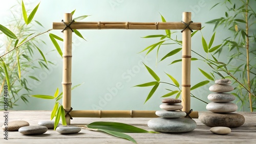 zen stones and bamboo