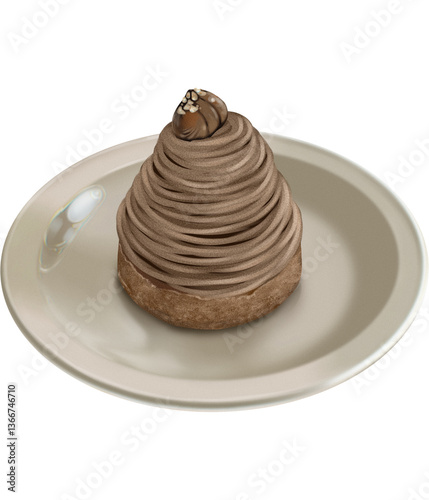 Delicious chocolate dessert on plate, featuring rich, creamy texture and decorative topping. Perfect for sweet cravings and special occasions