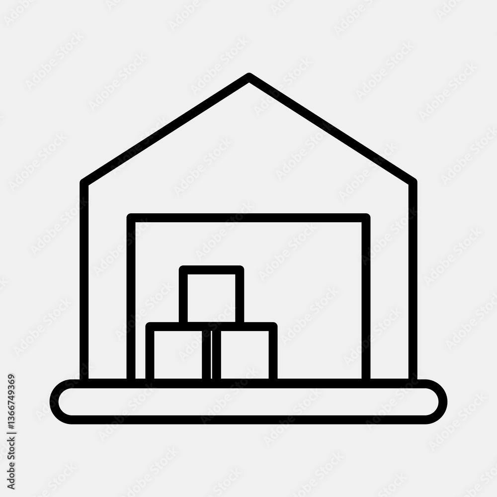 Icon warehouse. Building elements. Icons in line style. Good for prints, web, posters, logo, site plan, map, infographics, etc. Icon warehouse. Building elements. Icons in line style. Good for prints, web, posters, logo, site plan, map, infographics, etc.