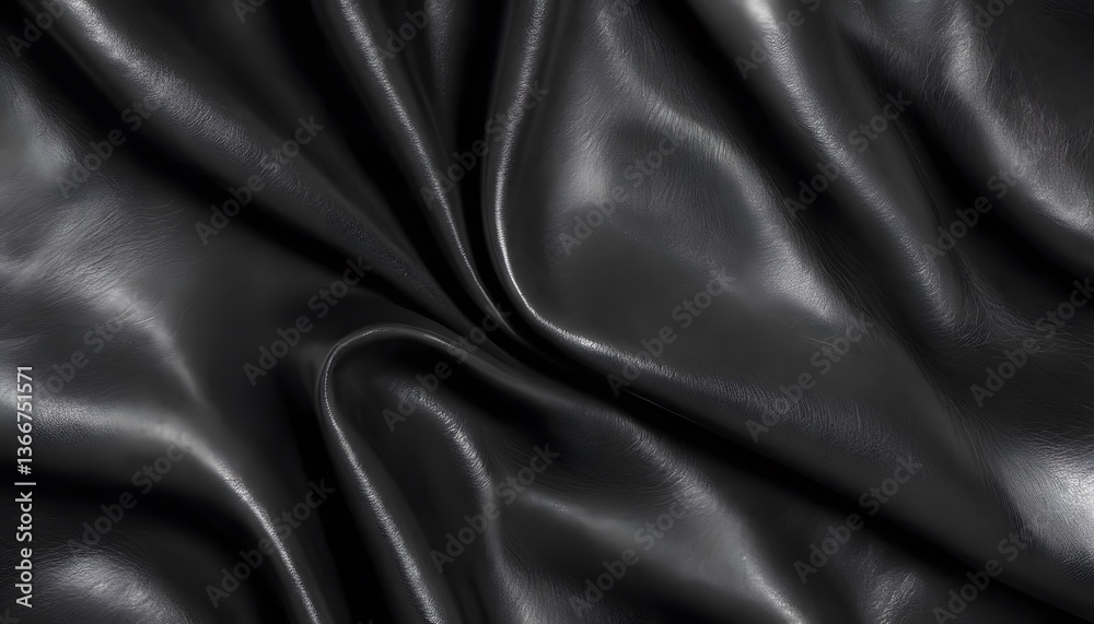Fototapeta premium Luxurious black fabric texture close-up shot textile detail studio setting soft lighting elegance in design