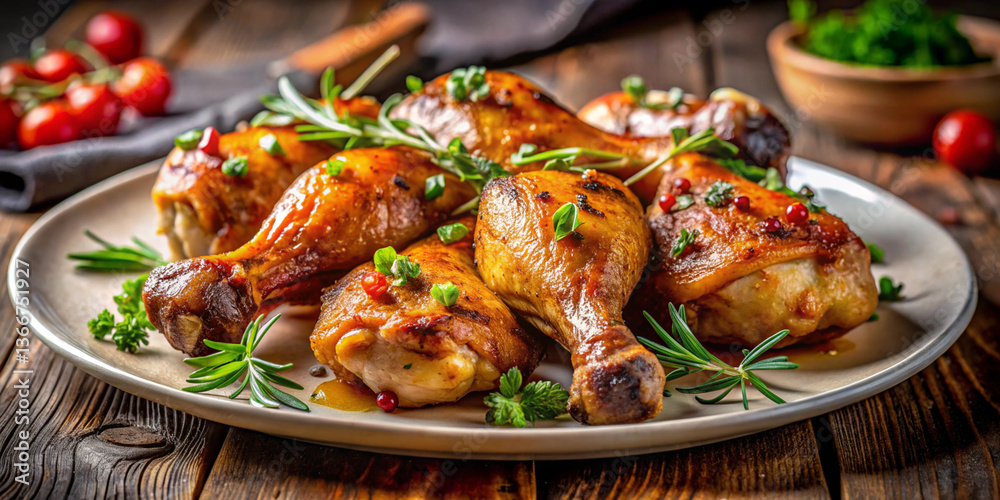 Savory Perfection Roasted Chicken Drumsticks on Plate Savory Perfection Roasted Chicken Drumsticks on Plate