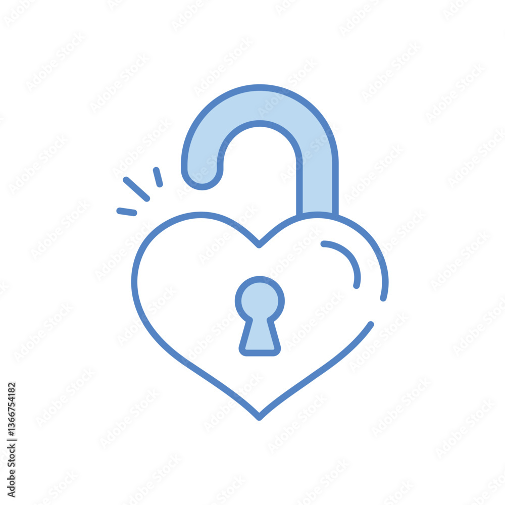 Love Unlocked vector icon stock illustration Love Unlocked vector icon stock illustration