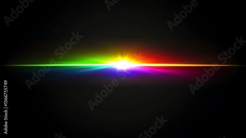 A colorful spectrum emanating light across a black background