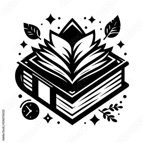 Blooming Book: A Monochrome Botanical Literary Design