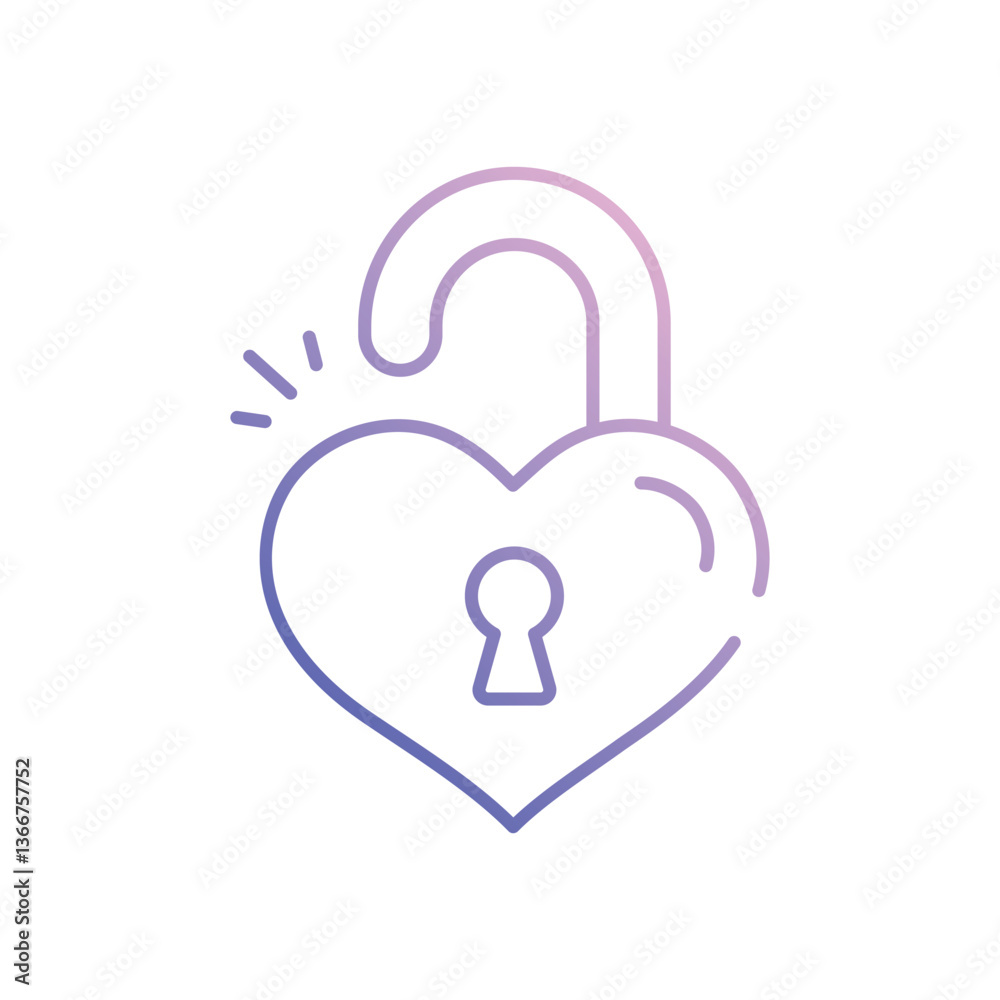 Love Unlocked vector icon stock illustration Love Unlocked vector icon stock illustration