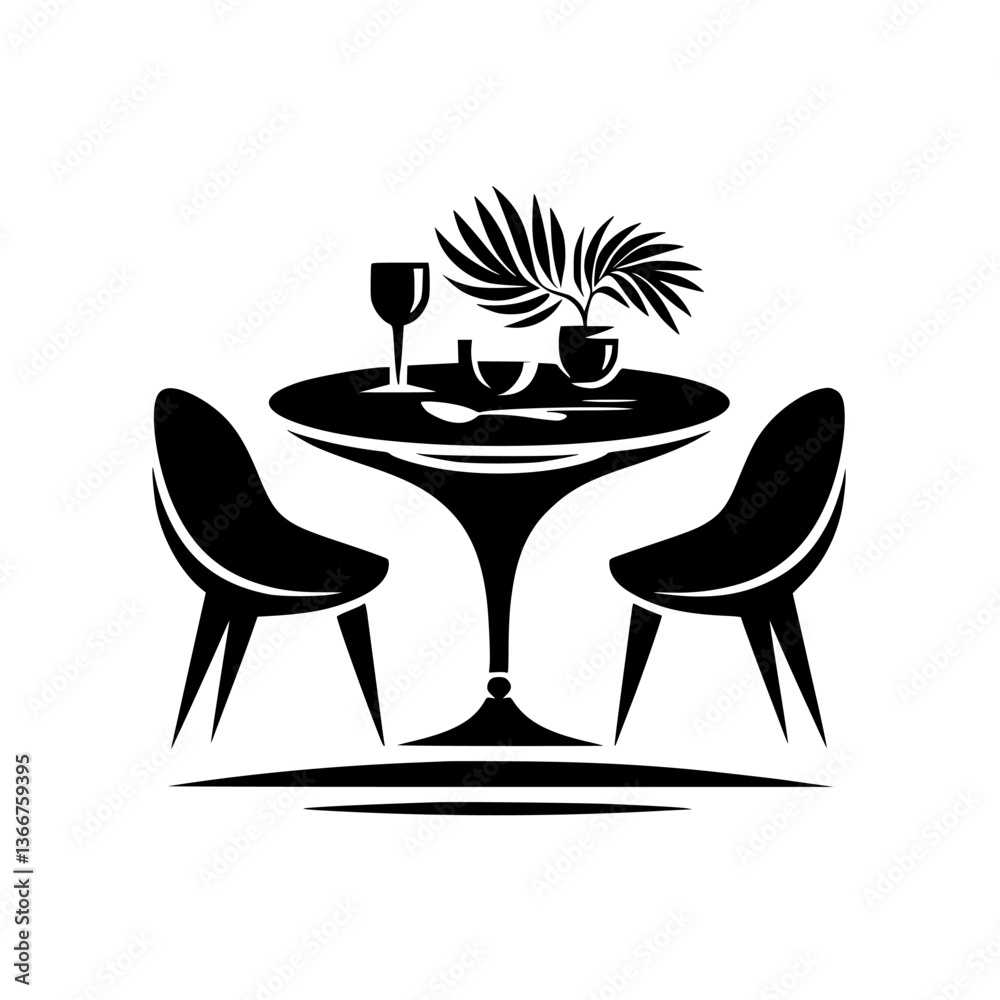 Minimalist Dining Scene: Monochrome Table Setting Minimalist Dining Scene: Monochrome Table Setting