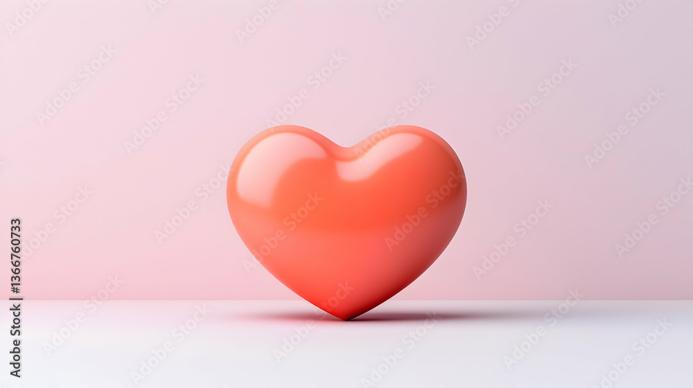 Coral Heart on Pink Background 3D Render Coral Heart on Pink Background 3D Render