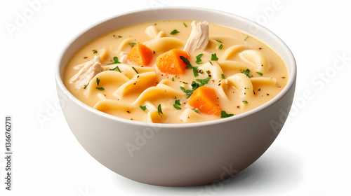 Wallpaper Mural Creamy Chicken Noodle Soup in a White Bowl Torontodigital.ca