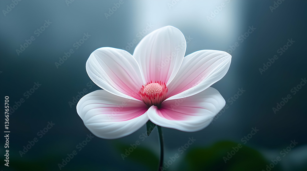 Fototapeta premium Delicate Pink and White Cosmos Flower Bloom Closeup