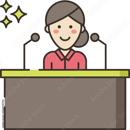 press conference Illustration on a white background.