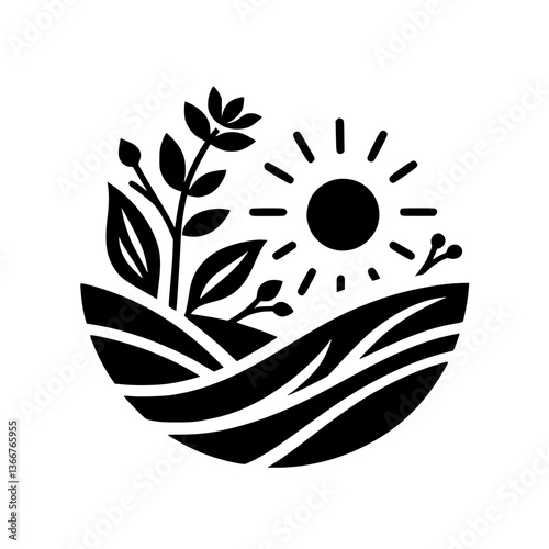 Minimalist Sun-Kissed Nature: A Black & White Emblem