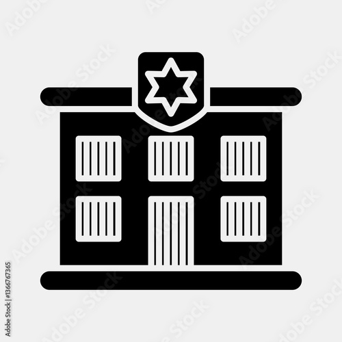 Icon prison. Building elements. Icons in glyph style. Good for prints, web, posters, logo, site plan, map, infographics, etc.