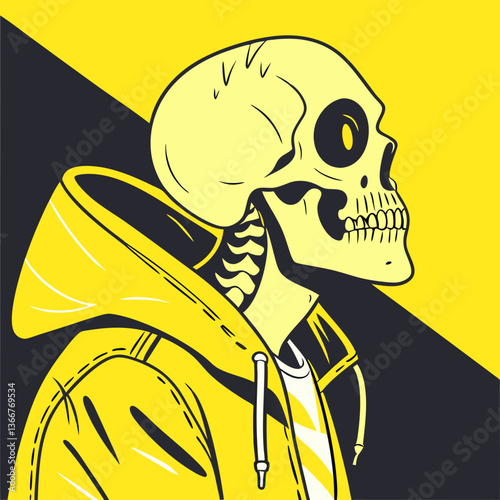 cartoon of a man yellow black art