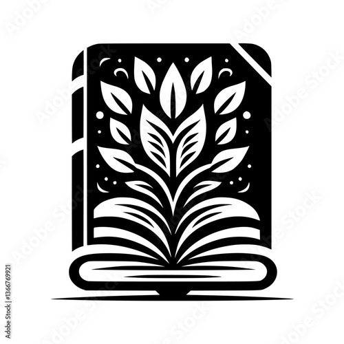 Blooming Knowledge: A Monochromatic Emblem of Growth and Wisdom