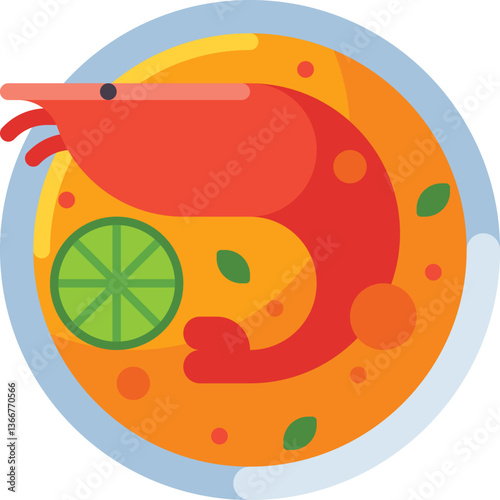 tom yum Illustration on a white background.