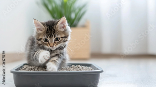 Kitten in a litter box: A c...