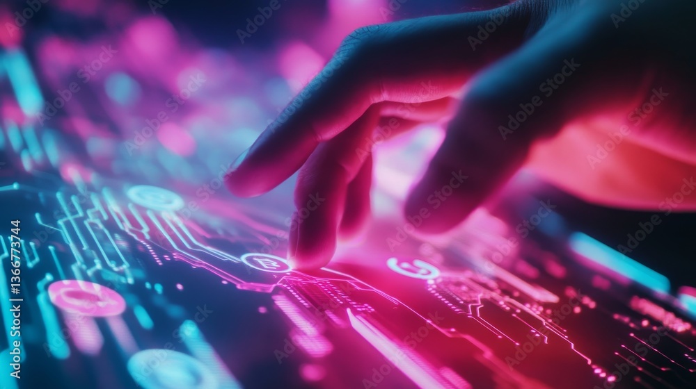 Obraz premium A fintech engineer testing AI driven stablecoin algorithms, futuristic financial lab with real-time market simulations, High-tech style