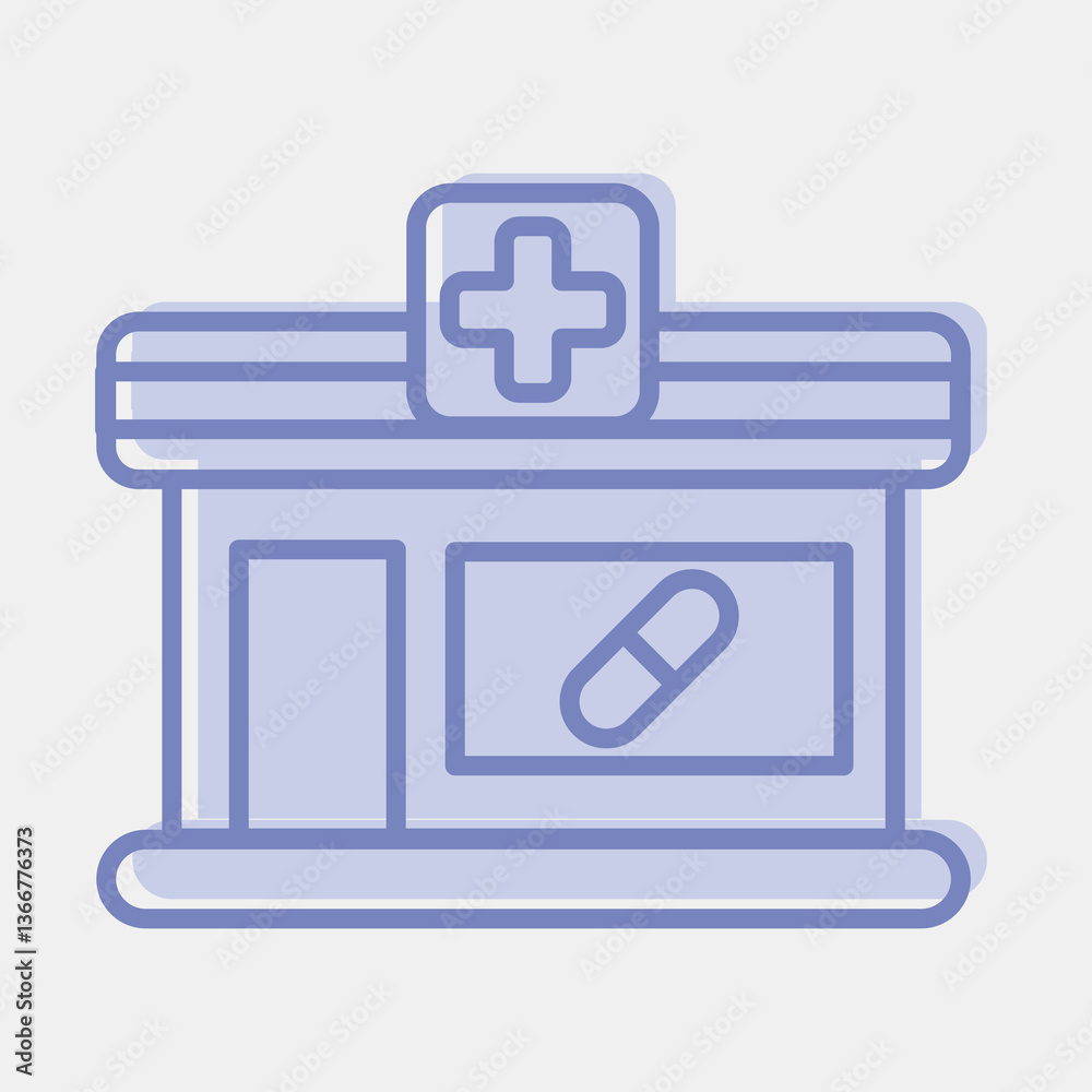 Icon pharmacy. Building elements. Icons in two tone style. Good for prints, web, posters, logo, site plan, map, infographics, etc. Icon pharmacy. Building elements. Icons in two tone style. Good for prints, web, posters, logo, site plan, map, infographics, etc.