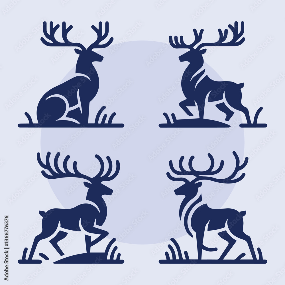 Obraz premium set of deer silhouettes