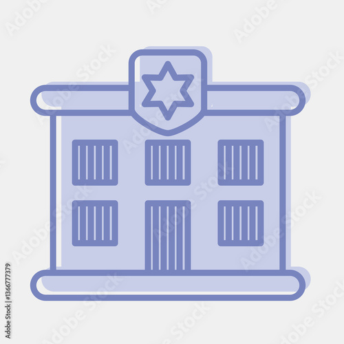 Icon prison. Building elements. Icons in two tone style. Good for prints, web, posters, logo, site plan, map, infographics, etc.