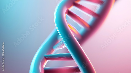 Glowing Neon DNA Molecular Structure 3D Rendering