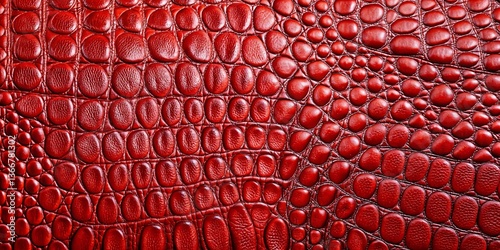 Luxurious Crocodile Texture: A high-angle, photorealistic shot of red crocodile skin, showcasing the intricate scale pattern in a textured, detailed display.