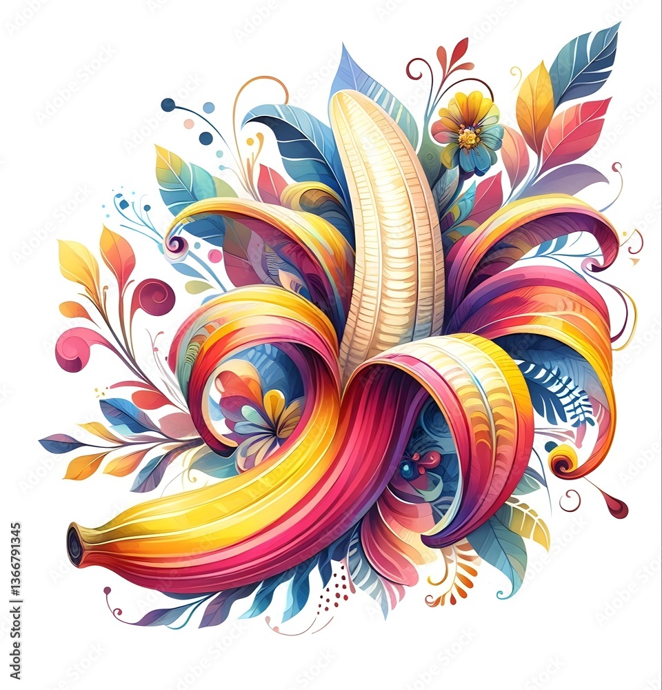 Fototapeta premium watercolor illustration of banana 