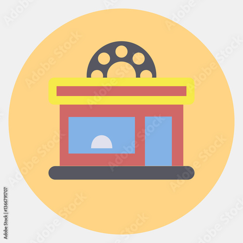 Icon cinema. Building elements. Icons in color mate style. Good for prints, web, posters, logo, site plan, map, infographics, etc.