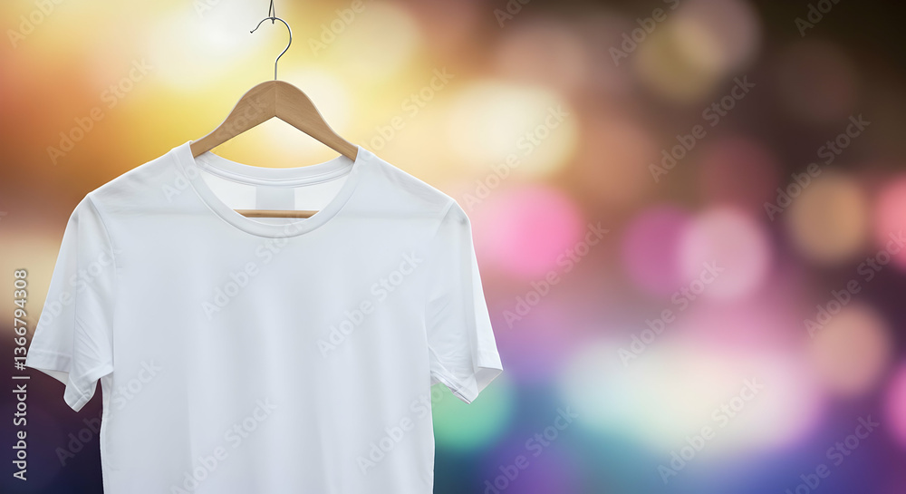 Blank White Tshirt Hanging On Hanger