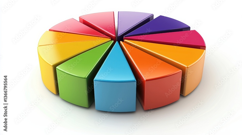 Fototapeta premium A detailed pie chart with various colored segments arranged in a circular formation displaying data or information in a visually appealing and organized manner
