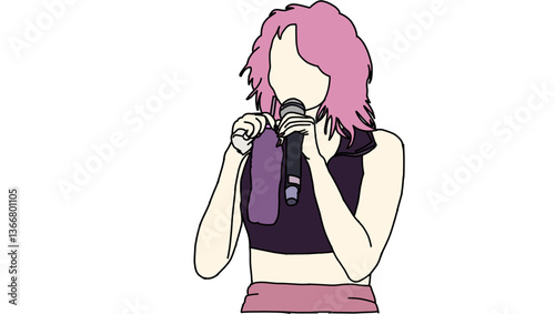 Illustration vector of Kpop fashion stage. idols of Koreans performing. K-pop female fashion idol. female singer who is singing wearing beautiful clothes