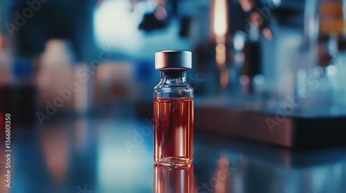 Close-up Vial Containing Liquid Medication for Medical Research or Treatment