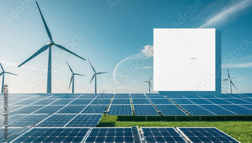 Solar Panels and Wind Turbines for Clean Renewable Energy..