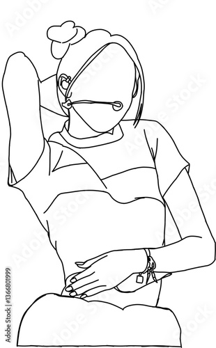 Vector illustration of a fashion stage sketch. Korean idols performing. Female fashion idol. Female singer performing in beautiful clothes.