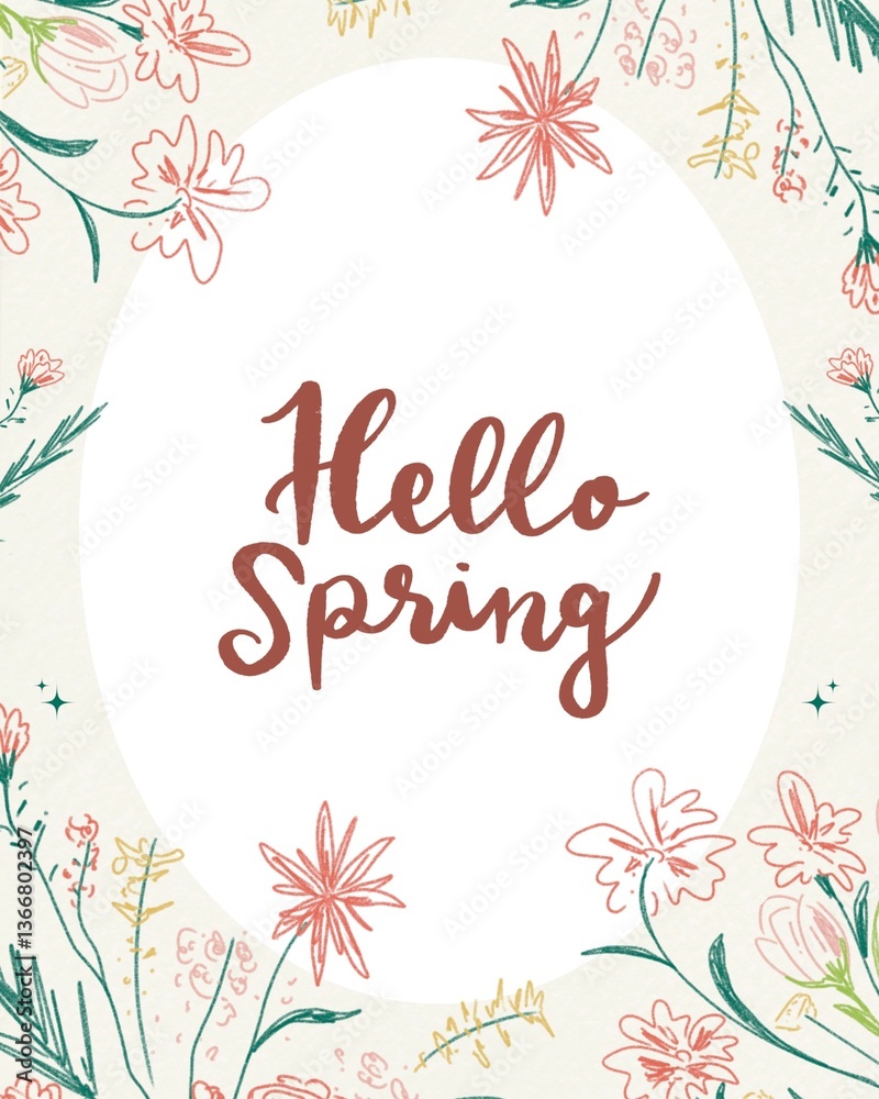 Obraz premium Spring greatly card with floral background