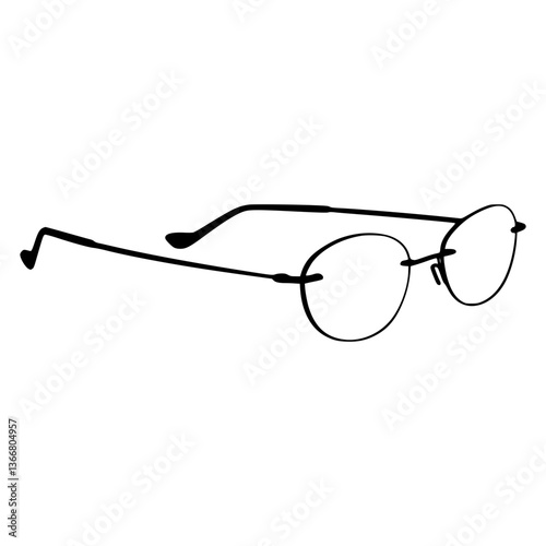 Black Round Glasses Silhouette Vector Icon
