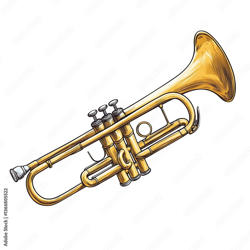 Naklejka premium Elegant Brass Trumpet: Musician Showcase in Jazz and Classical Performance