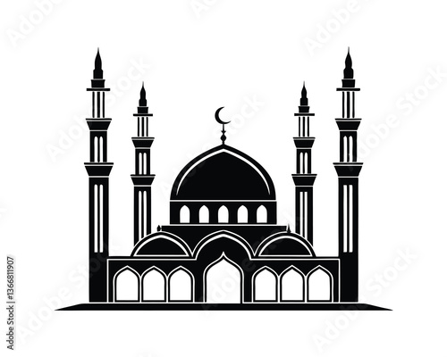 Silhouette of a mosque, vector mosque Design