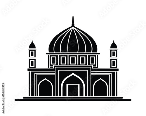 Silhouette of a mosque, vector mosque Design