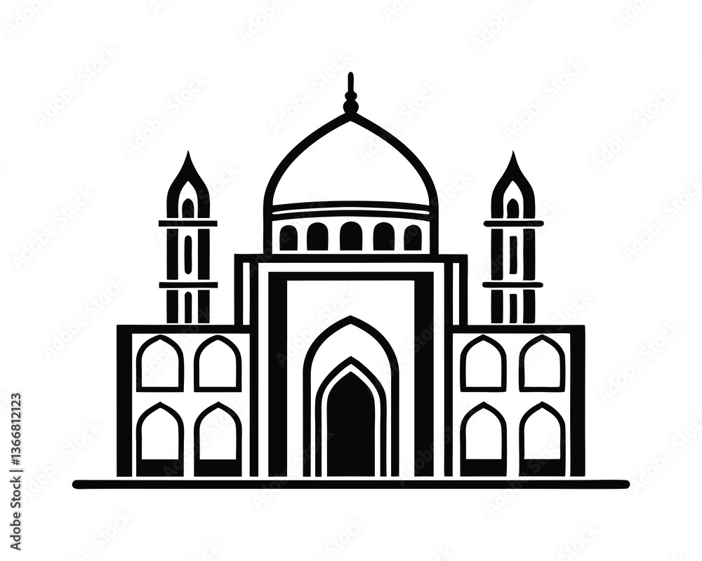 Silhouette of a mosque, vector mosque Design Silhouette of a mosque, vector mosque Design