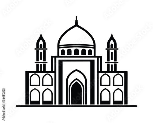 Silhouette of a mosque, vector mosque Design