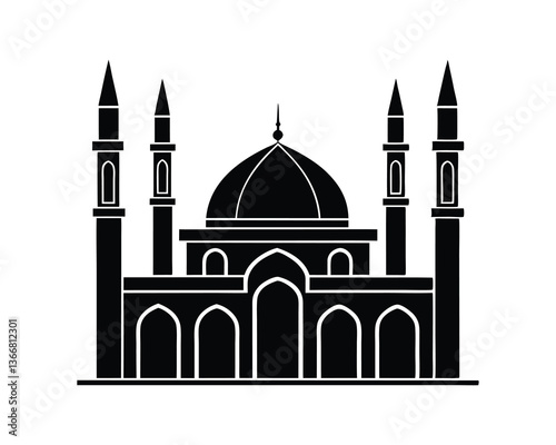 Silhouette of a mosque, vector mosque Design