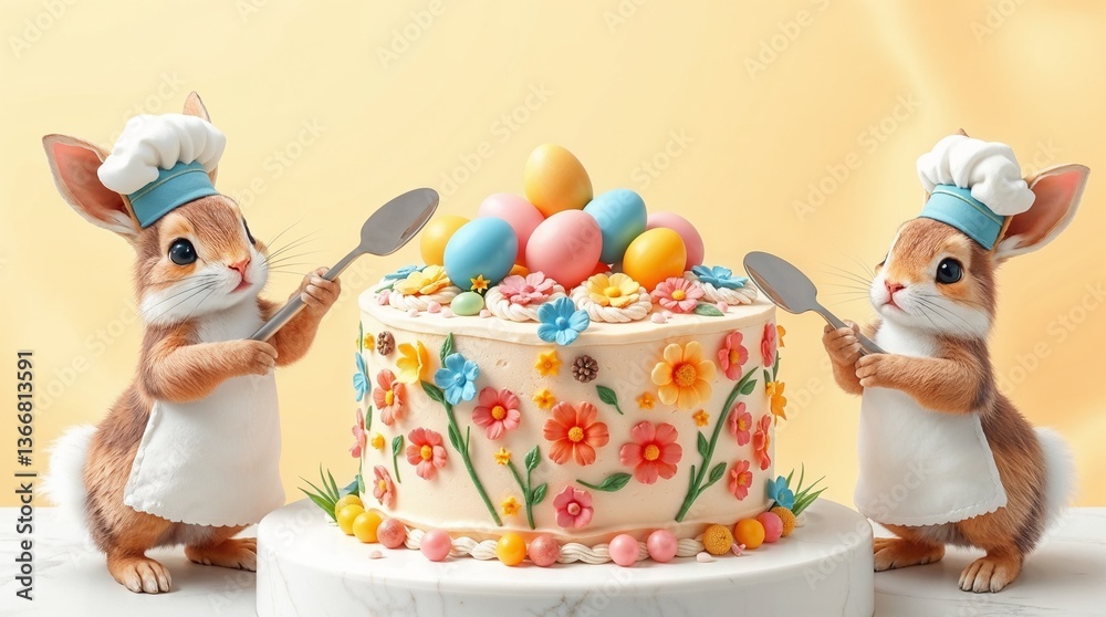 Obraz premium easter bunny with cake