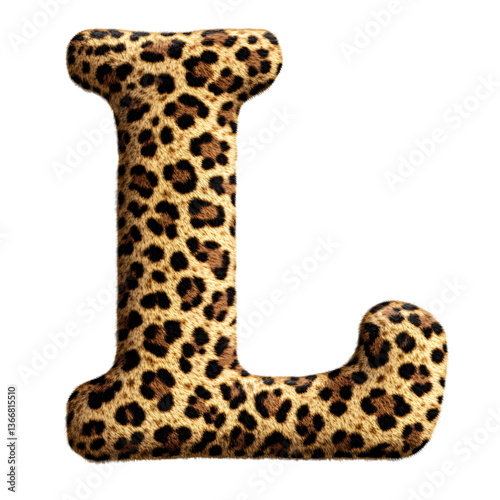 Wallpaper Mural Leopard print fur letter l wild animal textured alphabet 3d render isolated transparent background Torontodigital.ca